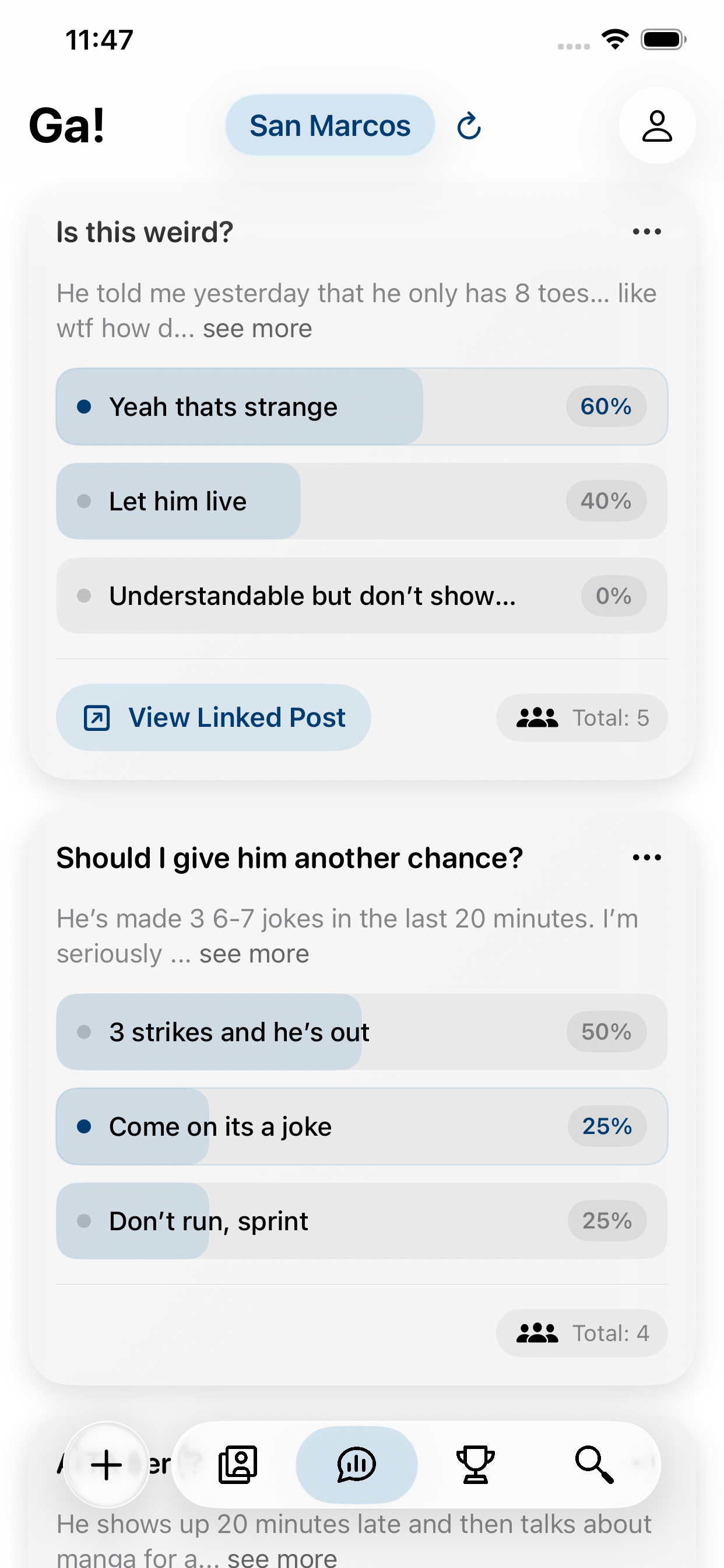 Polls screen
